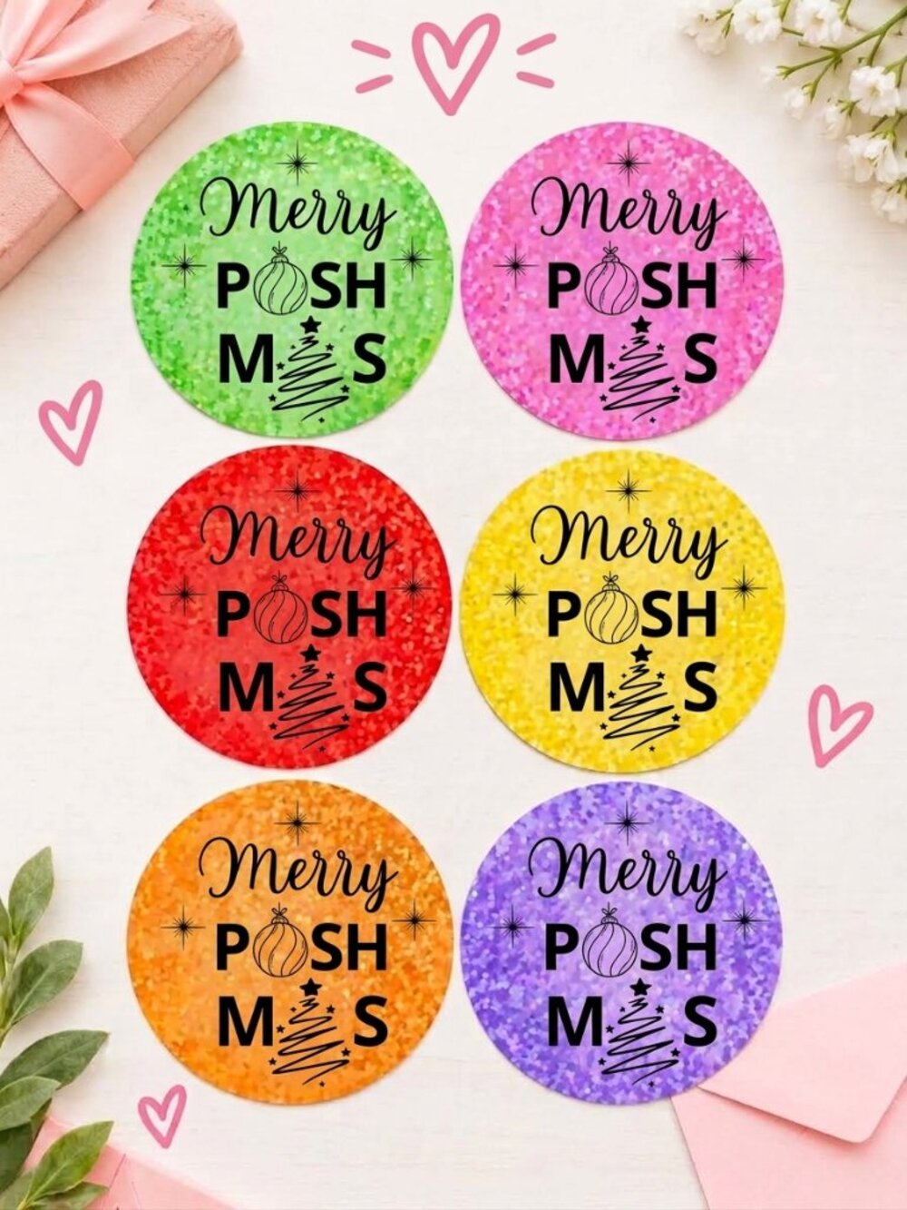 100 Thermal Thank you Stickers 2" | Christmas Stickers